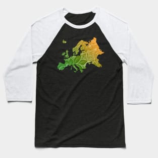 Colorful mandala art map of Europe with text in green and orange Baseball T-Shirt